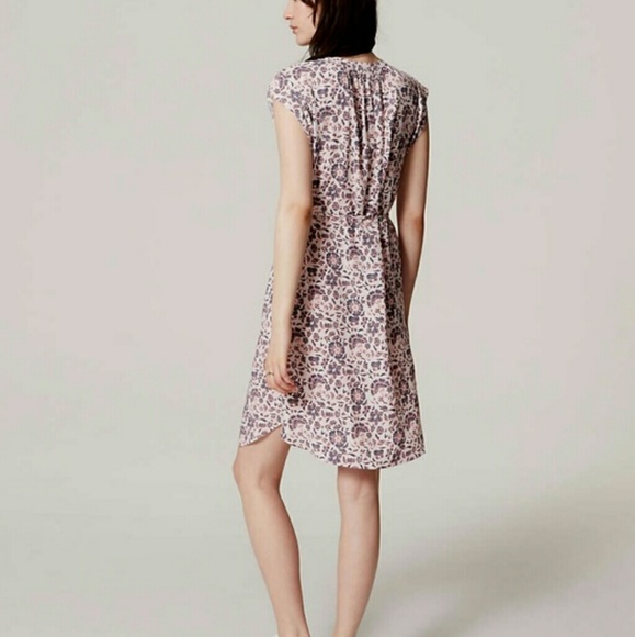 Loft Pink and Grey Flutter Sleeve Shirtdress - Picture 2 of 6